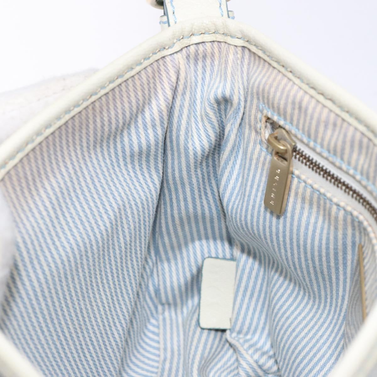 CELINE C Macadam Canvas Shoulder Bag Light Blue Gold Auth 138819