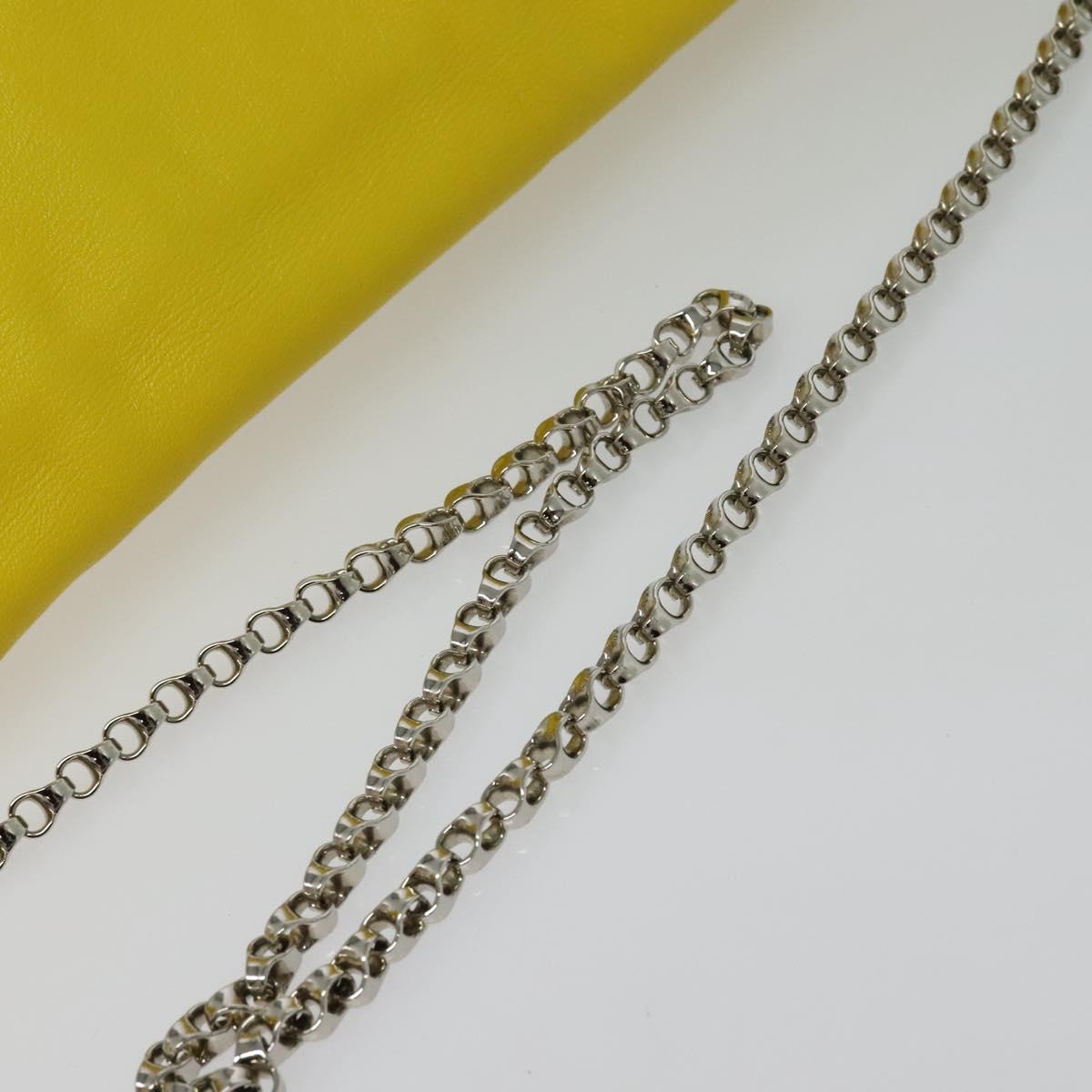 CELINE Chain Shoulder Bag Leather Yellow Silver Auth 138823