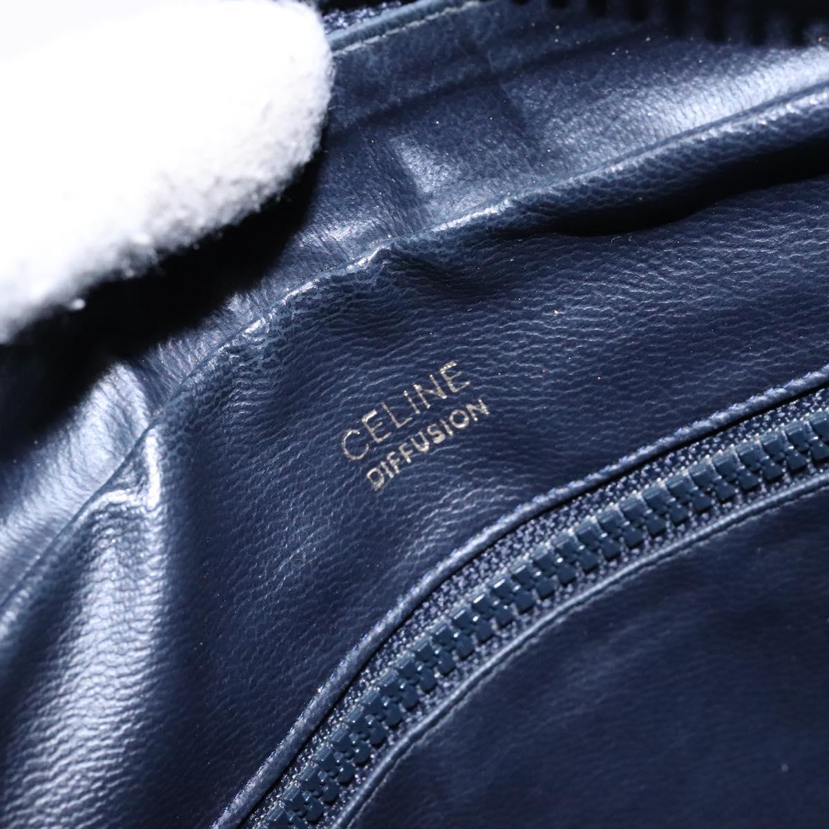 CELINE C Sulky Shoulder Bag PVC Navy Gold Auth 138826