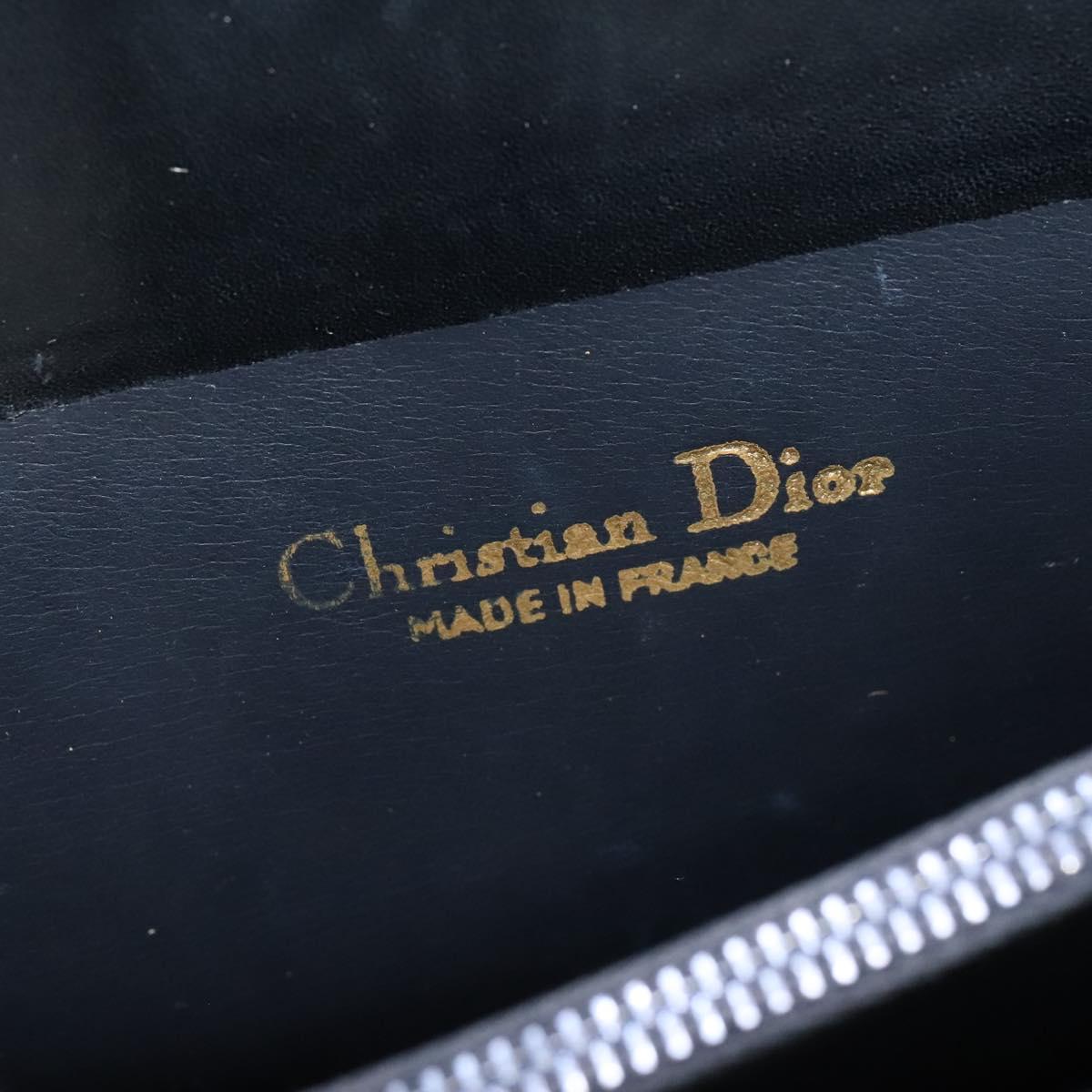 Christian Dior Hand Bag Leather 2way Black Gold Auth 138827
