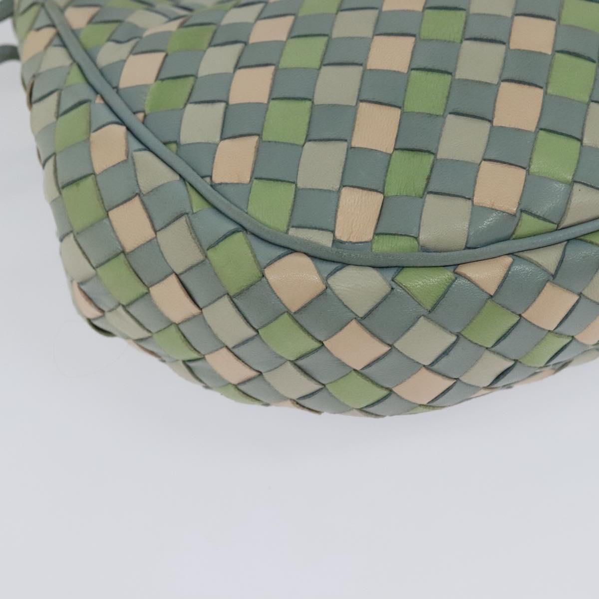 BOTTEGA VENETA INTRECCIATO Shoulder Bag Leather Light Blue Gold Auth 138829