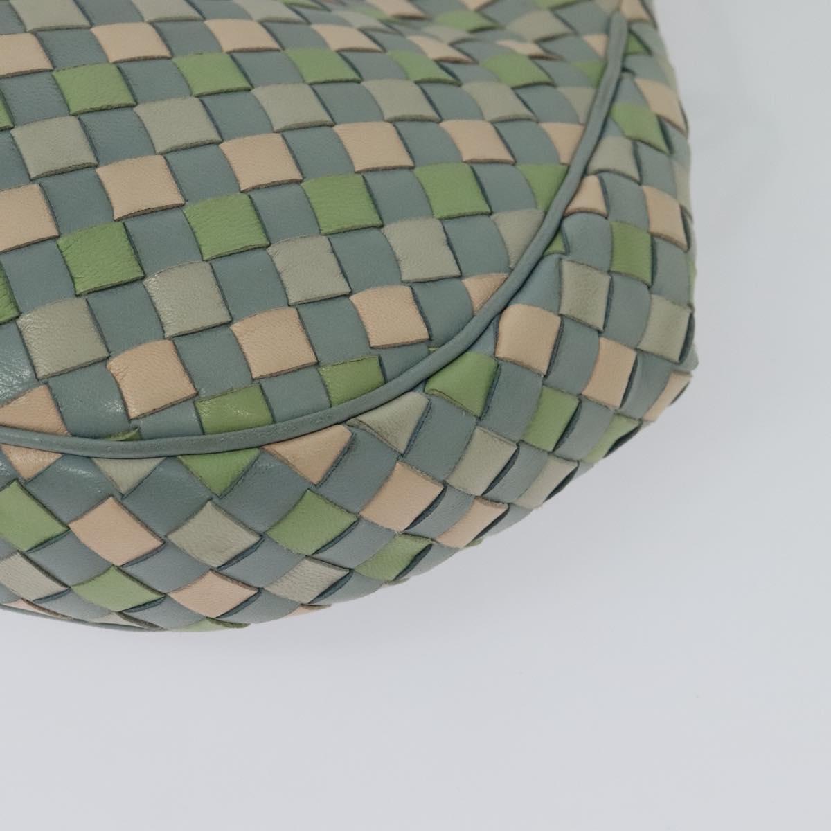 BOTTEGA VENETA INTRECCIATO Shoulder Bag Leather Light Blue Gold Auth 138829