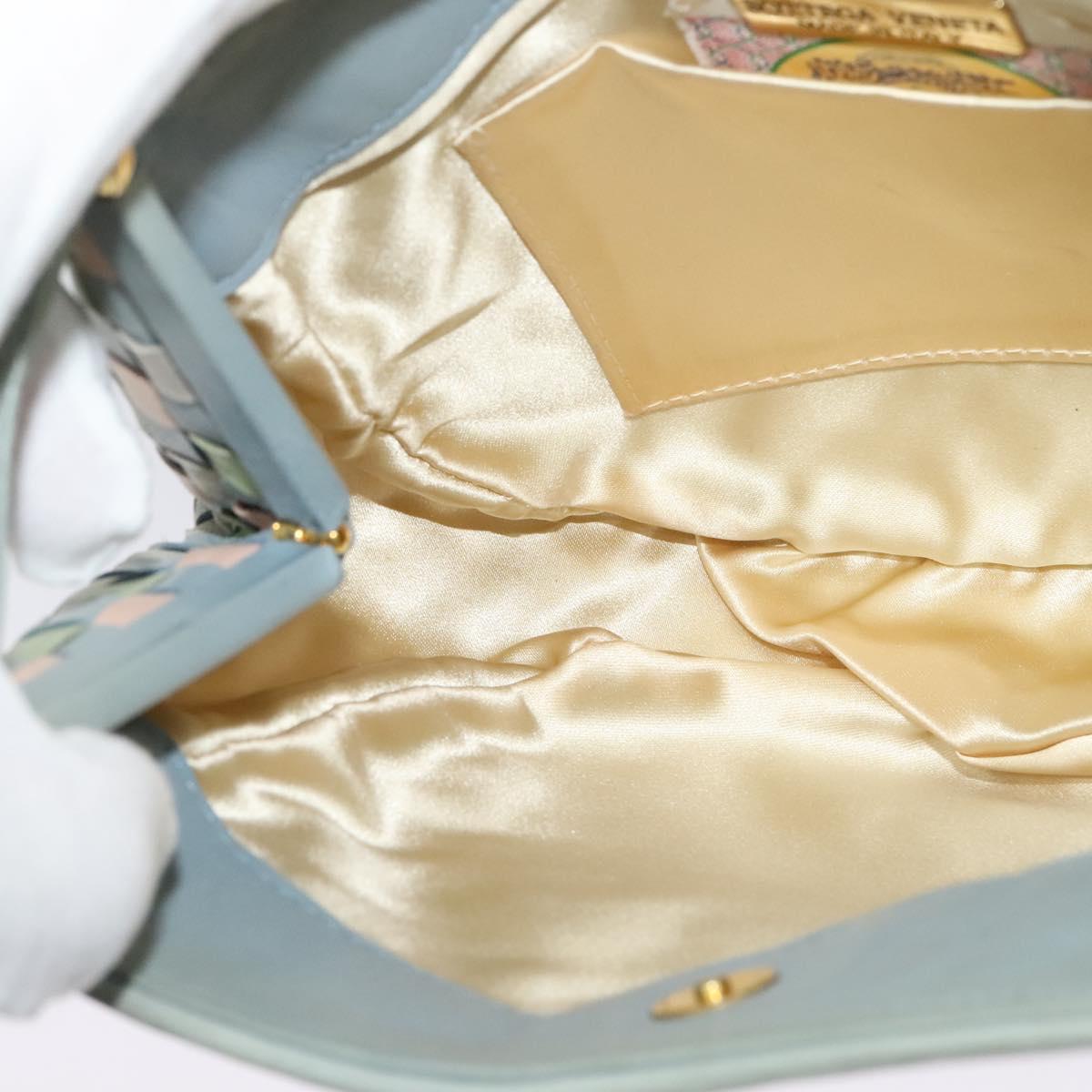 BOTTEGA VENETA INTRECCIATO Shoulder Bag Leather Light Blue Gold Auth 138829