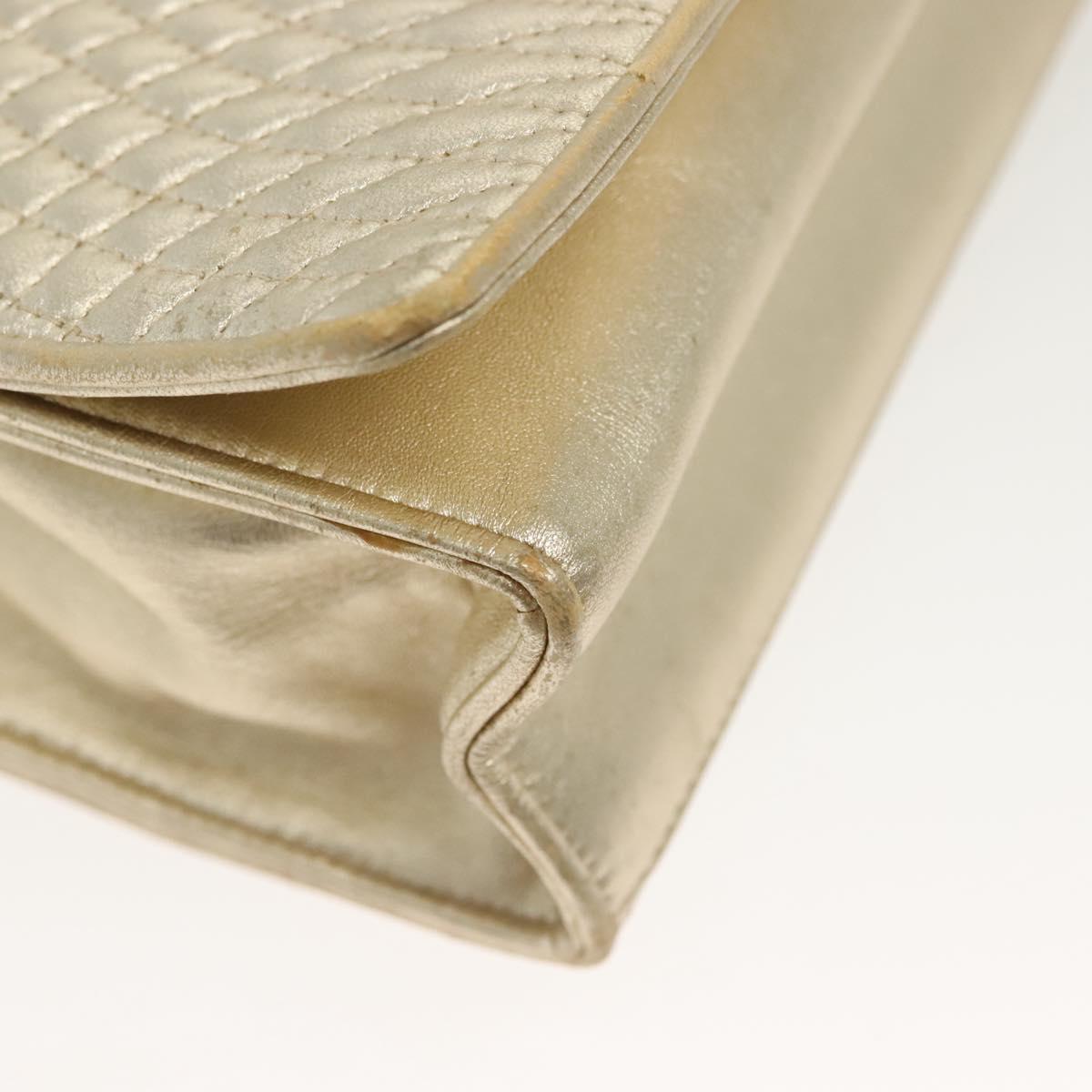 BALLY Chain Shoulder Bag Leather Silver Gold Auth 138830