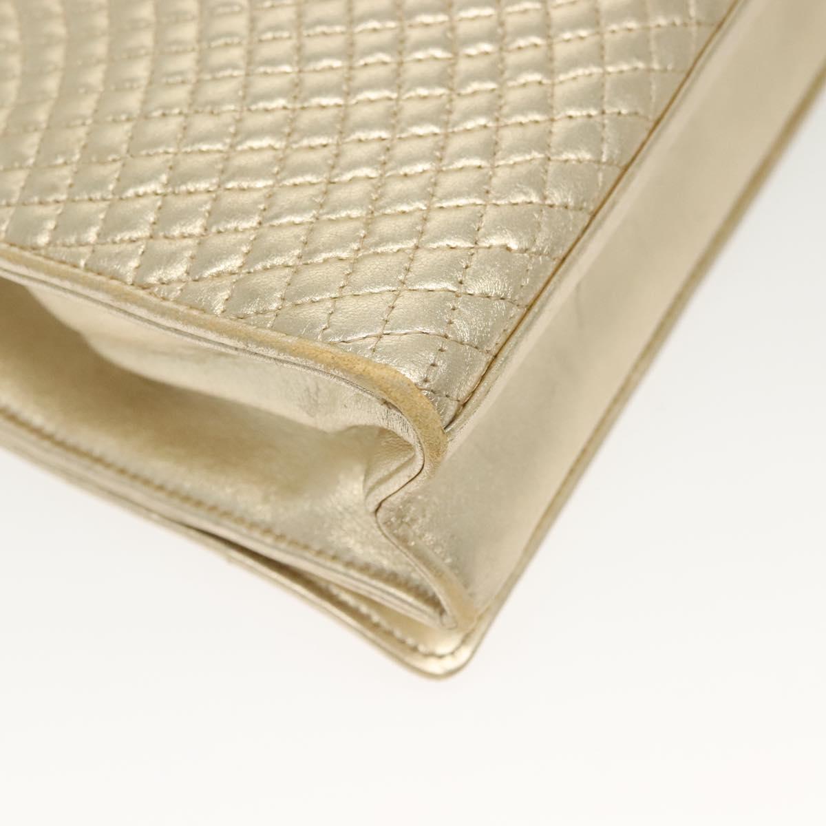 BALLY Chain Shoulder Bag Leather Silver Gold Auth 138830