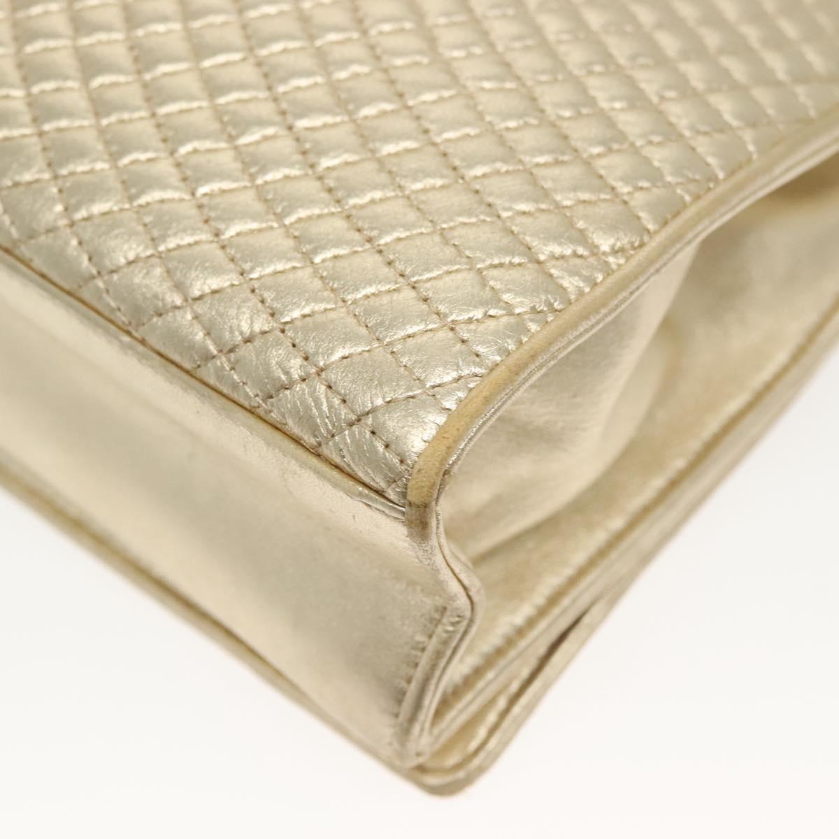 BALLY Chain Shoulder Bag Leather Silver Gold Auth 138830