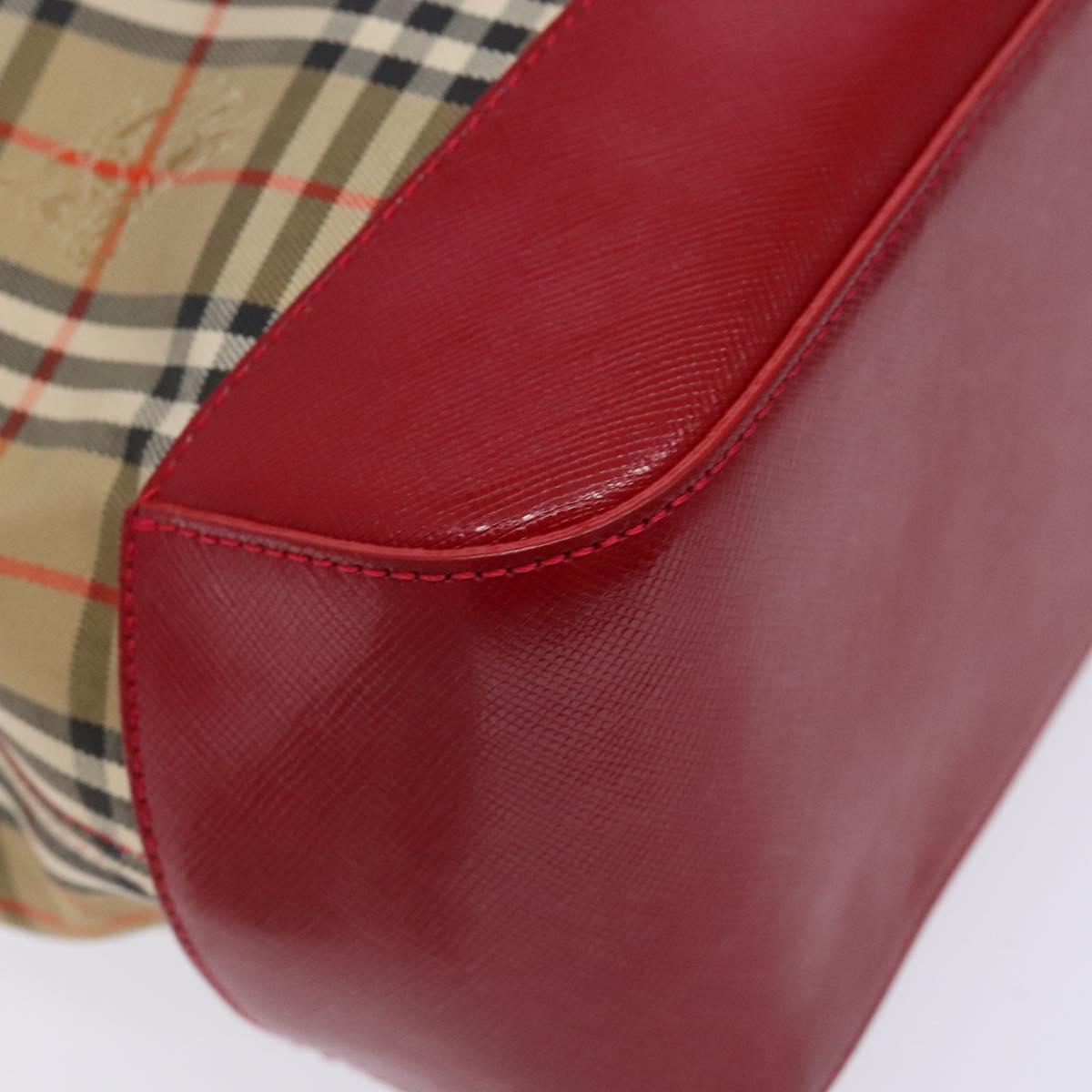 BURBERRY Nova Check Hand Bag Canvas Beige Gold Auth 138832