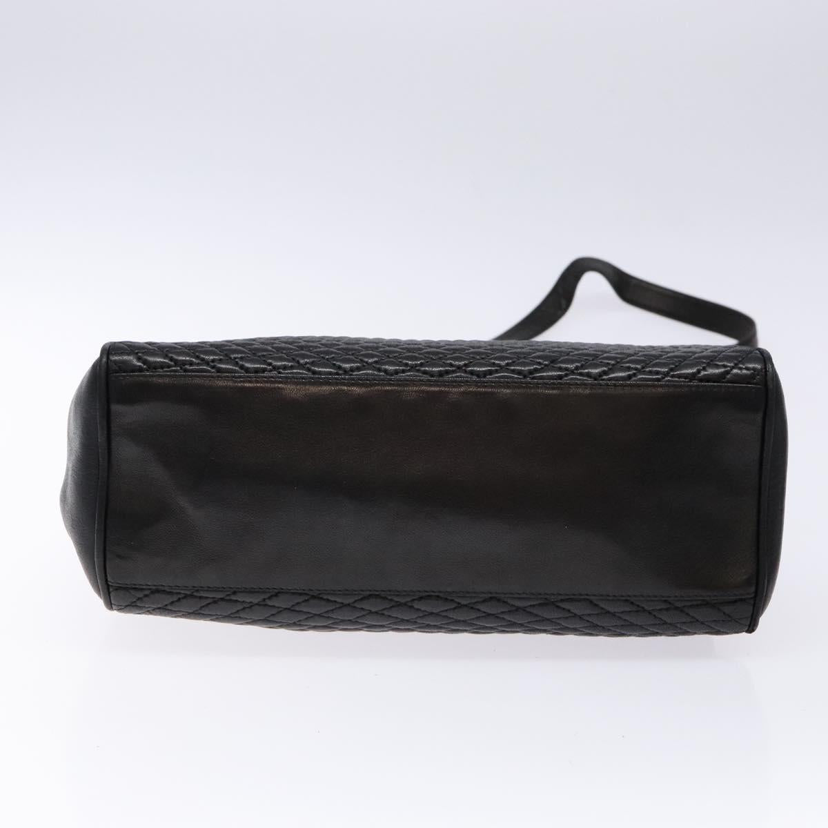 BALLY Hand Bag Leather 2way Black Gold Auth 138838