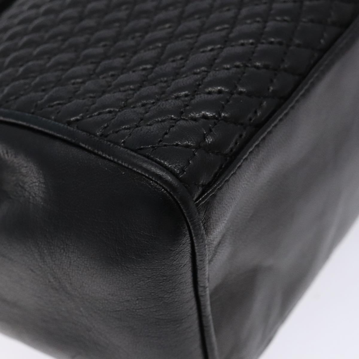 BALLY Hand Bag Leather 2way Black Gold Auth 138838
