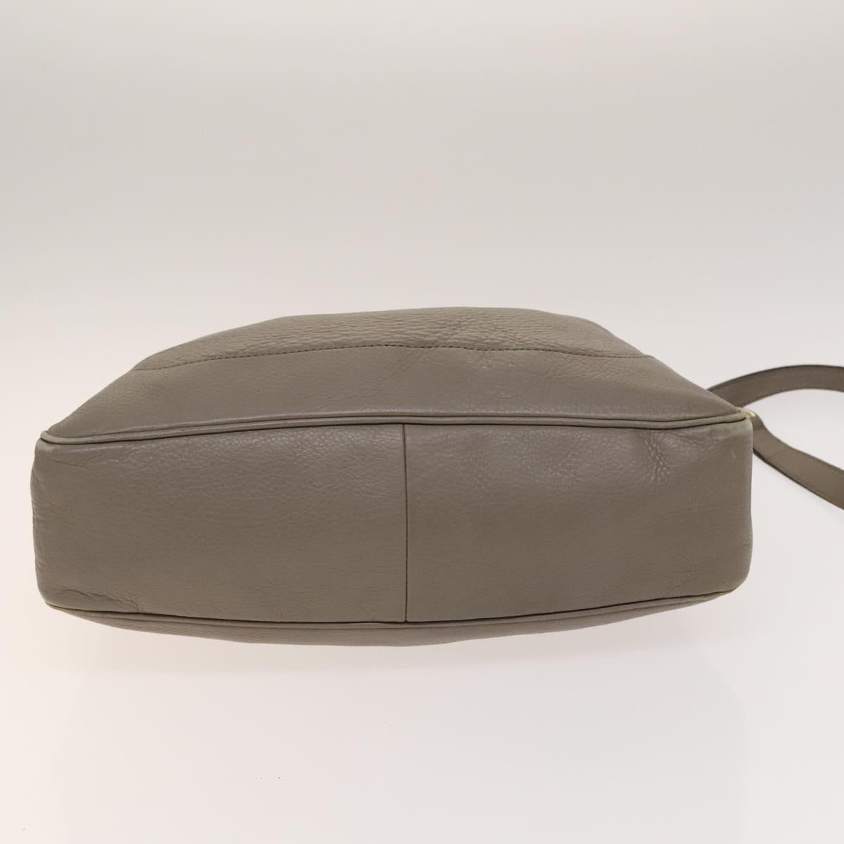 GUCCI Bamboo Hand Bag Leather 2way Gray Gold 282315 Auth 138839