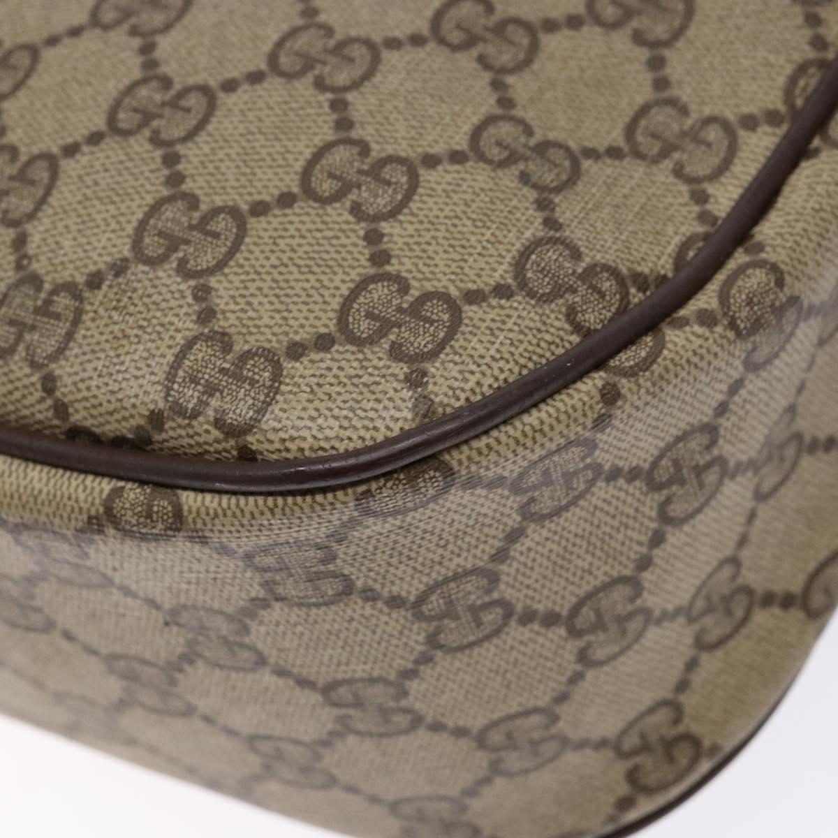 GUCCI GG Supreme Web Sherry Line Shoulder Bag Beige Gold 89 02 032 Auth 138841