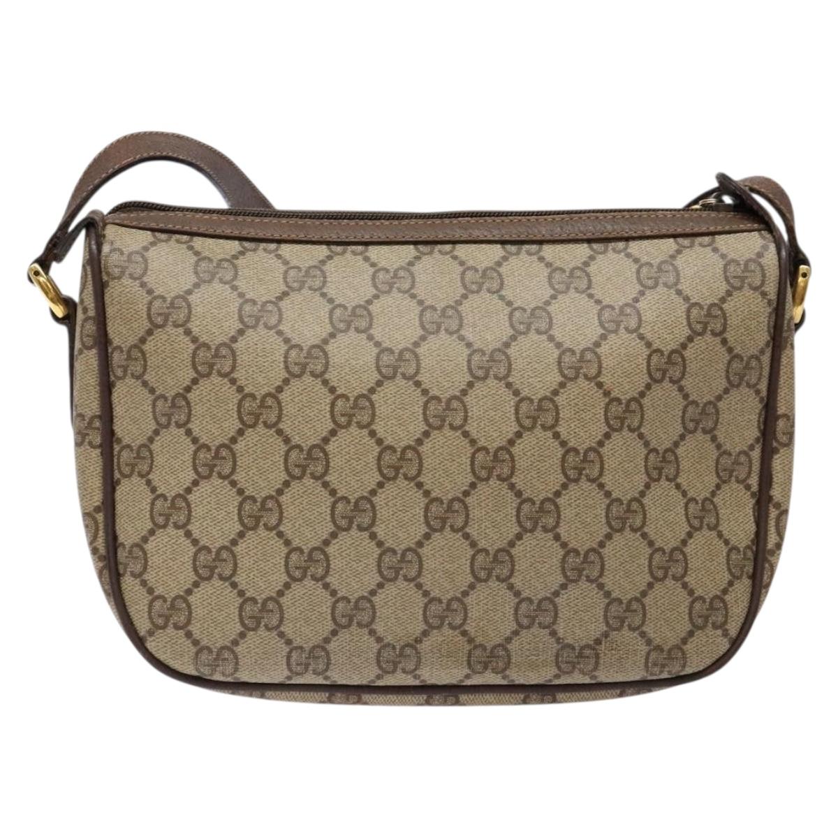 GUCCI GG Supreme Web Sherry Line Shoulder Bag Beige Gold 89 02 032 Auth 138841