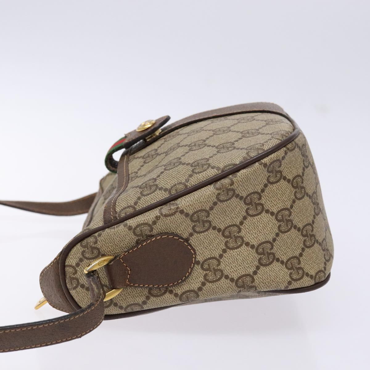 GUCCI GG Supreme Web Sherry Line Shoulder Bag Beige Gold 89 02 032 Auth 138841
