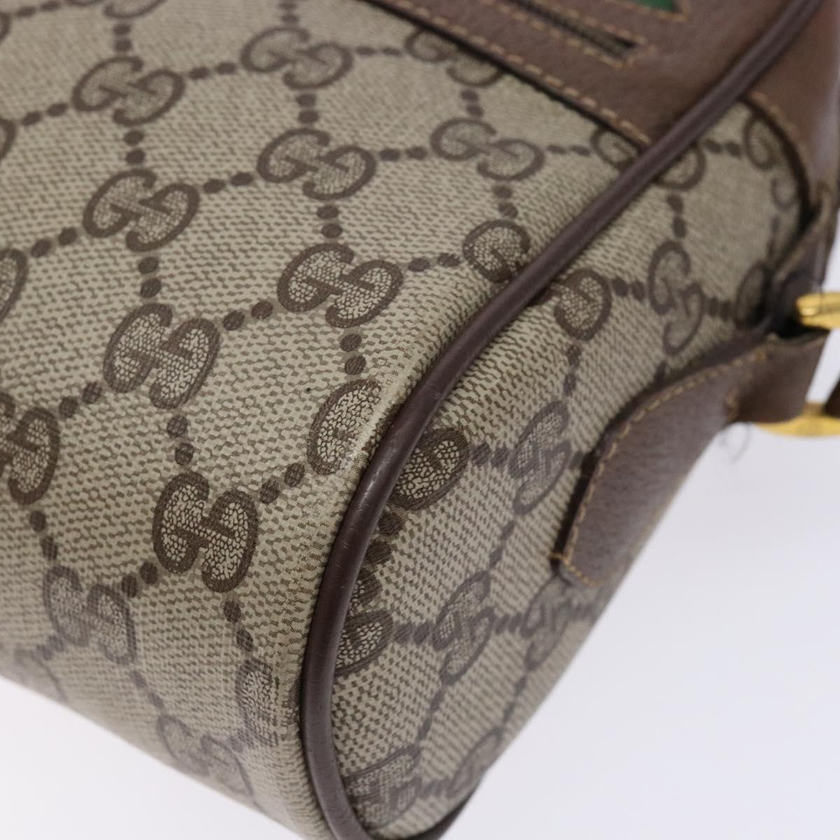 GUCCI GG Supreme Web Sherry Line Shoulder Bag Beige Gold 98 02 087 Auth 138842