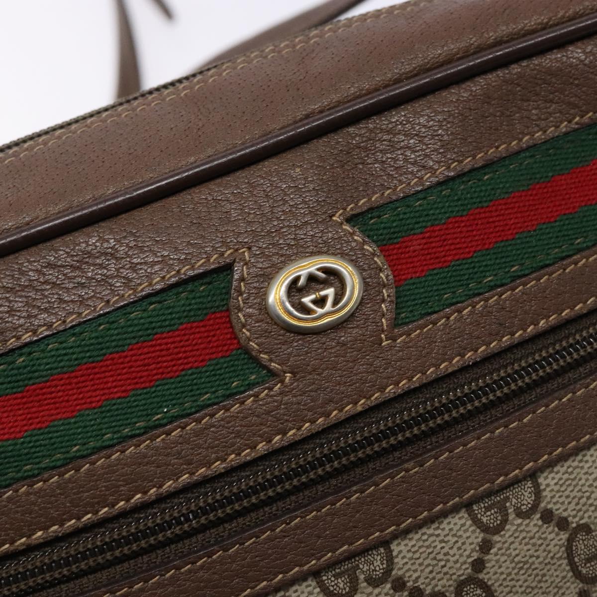 GUCCI GG Supreme Web Sherry Line Shoulder Bag Beige Gold 98 02 087 Auth 138842