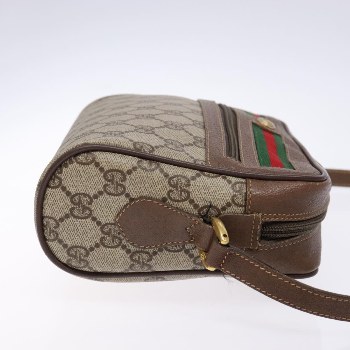 GUCCI GG Supreme Web Sherry Line Shoulder Bag Beige Gold 98 02 087 Auth 138842