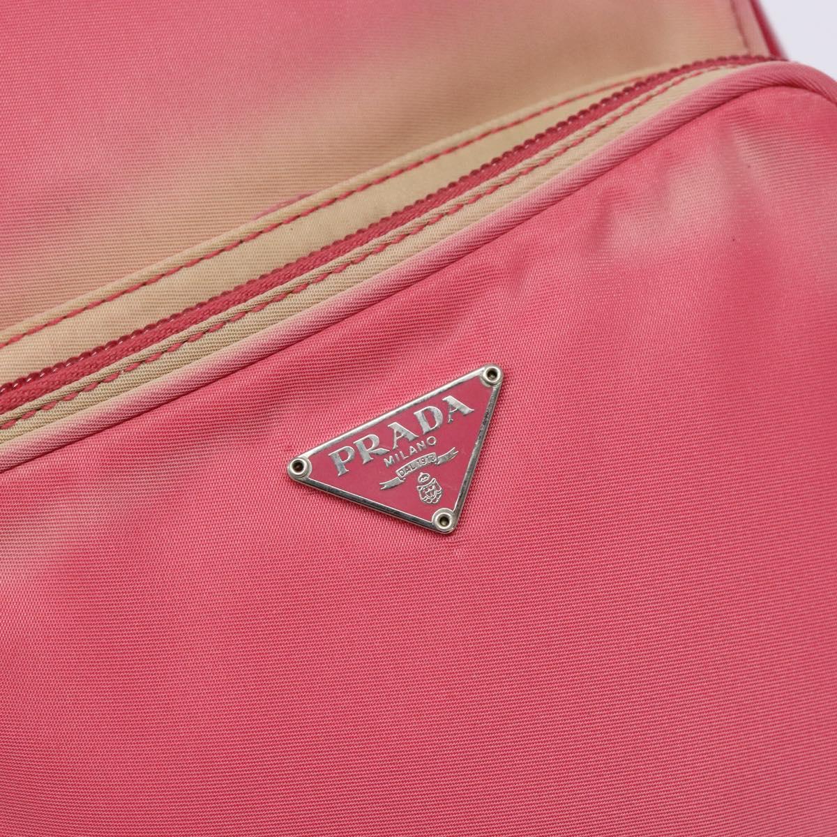 PRADA Shoulder Bag Nylon Pink Silver Auth 138846
