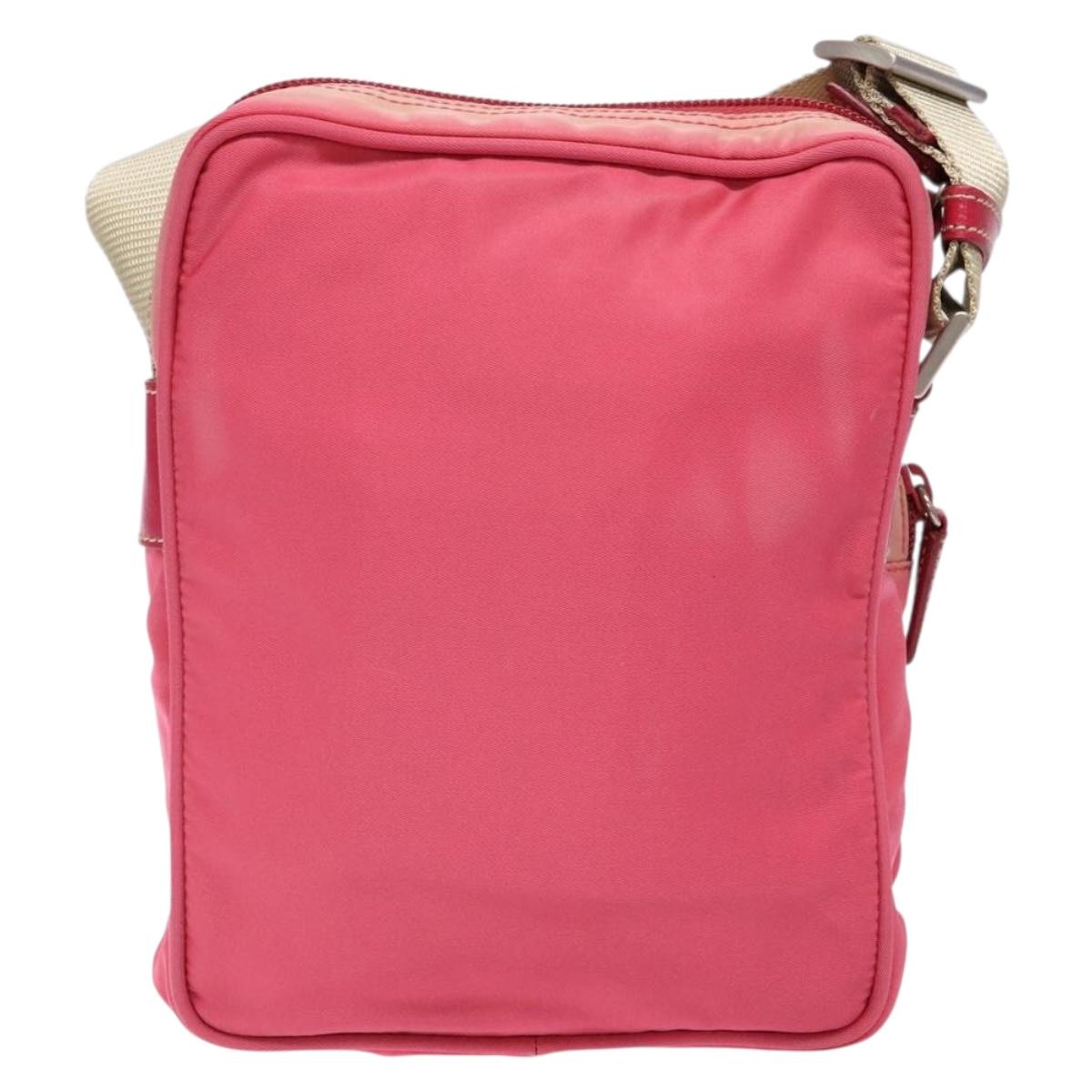 PRADA Shoulder Bag Nylon Pink Silver Auth 138846