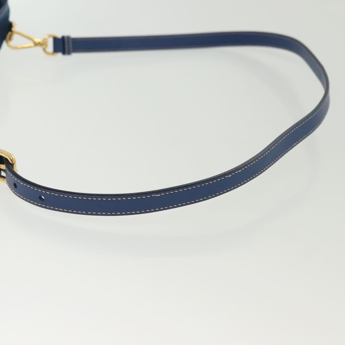 PRADA Hand Bag Nylon 2way Blue Gold Auth 138847