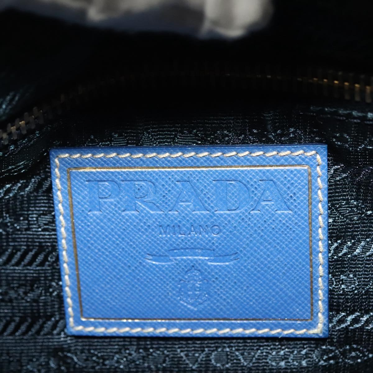 PRADA Hand Bag Nylon 2way Blue Gold Auth 138847