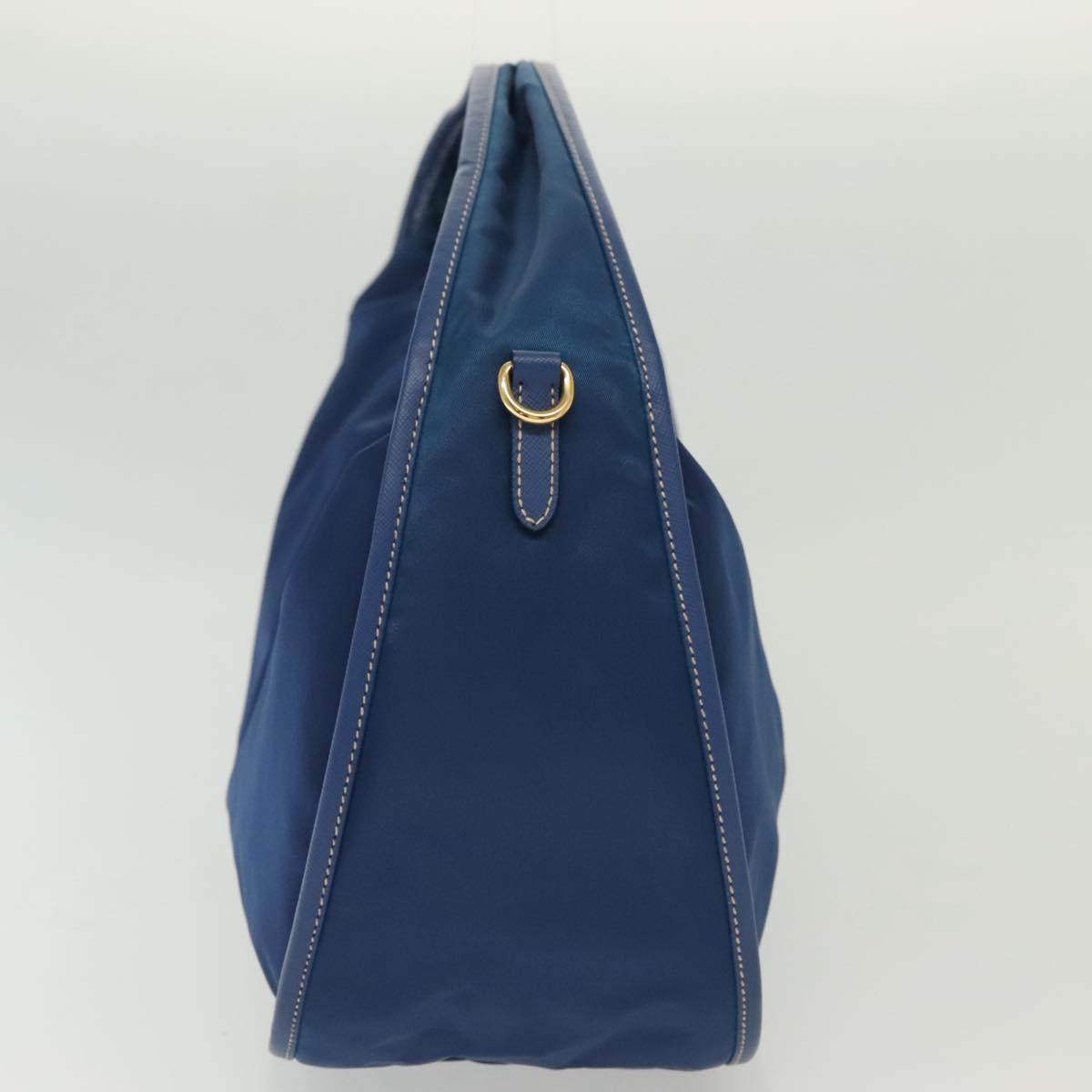 PRADA Hand Bag Nylon 2way Blue Gold Auth 138847