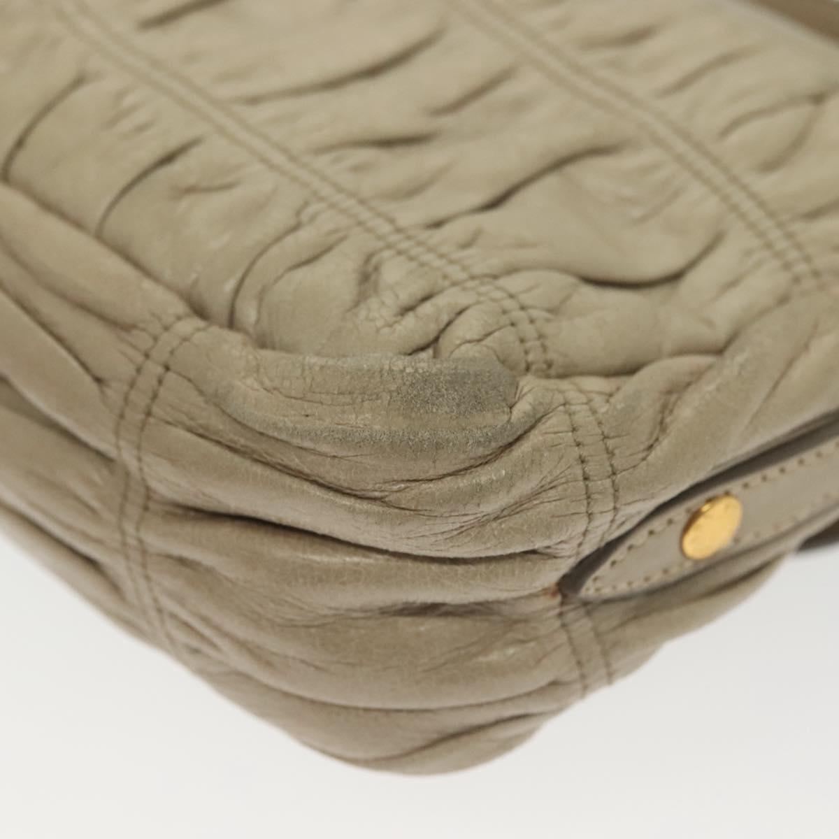 PRADA Chain Shoulder Bag Leather Beige Gold Auth 138848