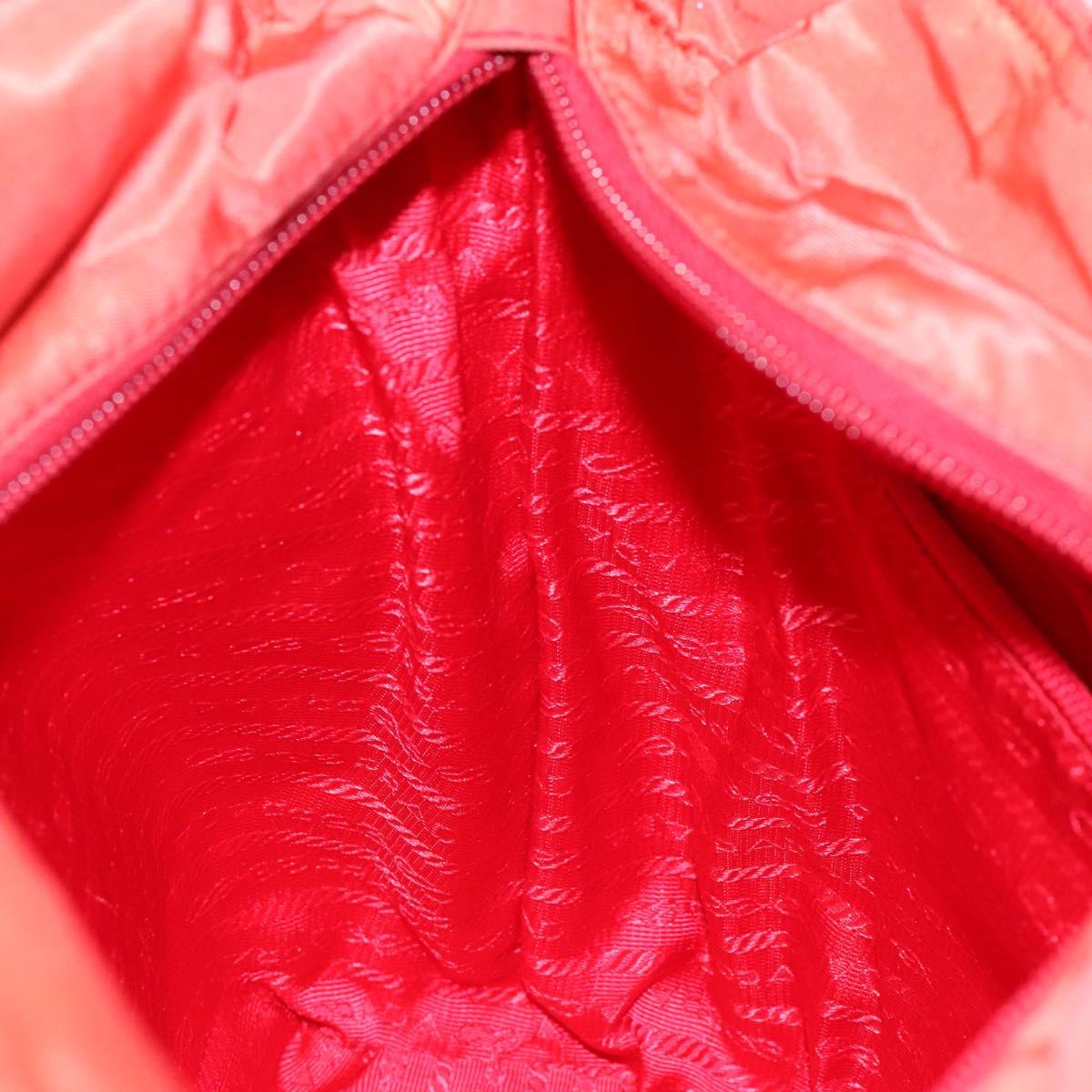 PRADA Tote Bag Nylon Red Silver Auth 138850