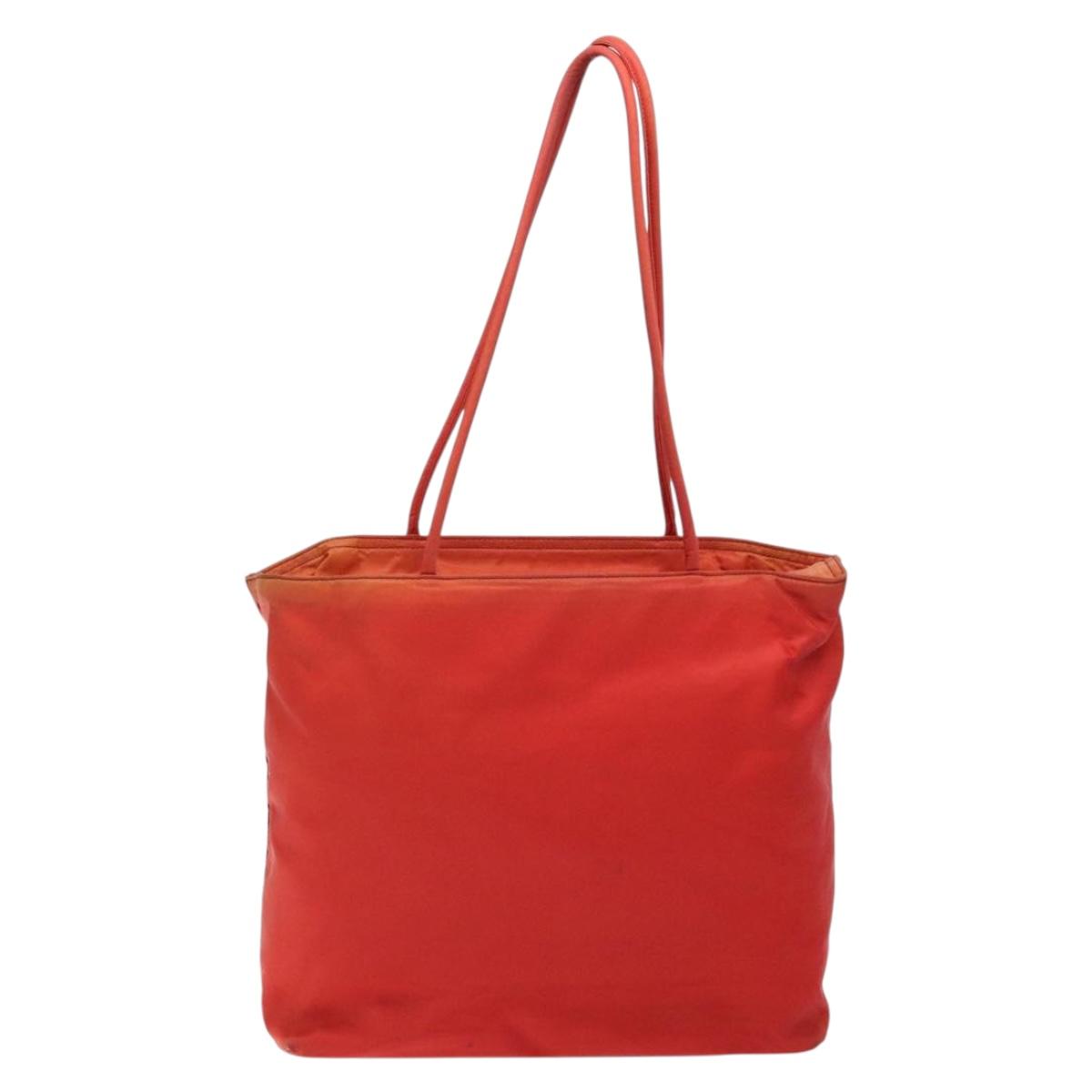 PRADA Tote Bag Nylon Red Silver Auth 138850