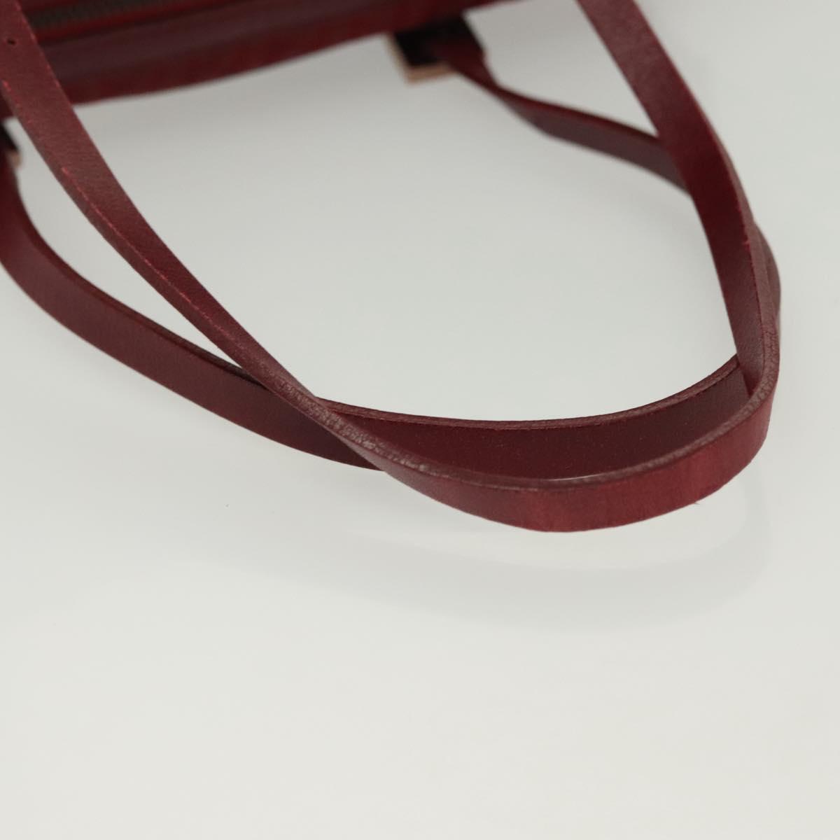 FENDI Zucchino Canvas Hand Bag Red Silver Auth 138853