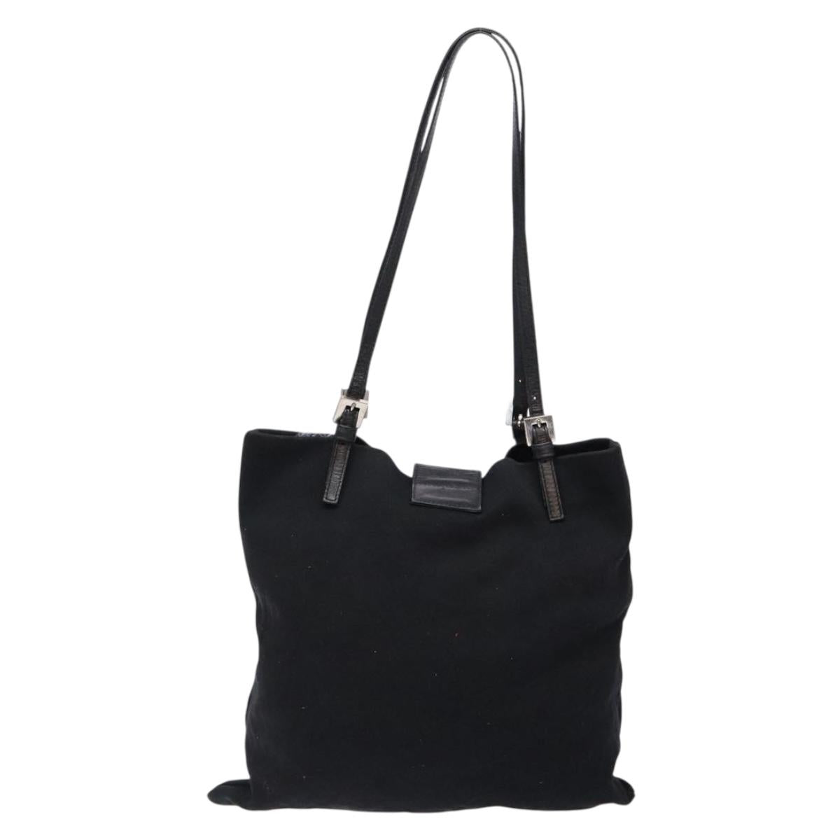 FENDI Tote Bag Nylon Black Silver Auth 138857
