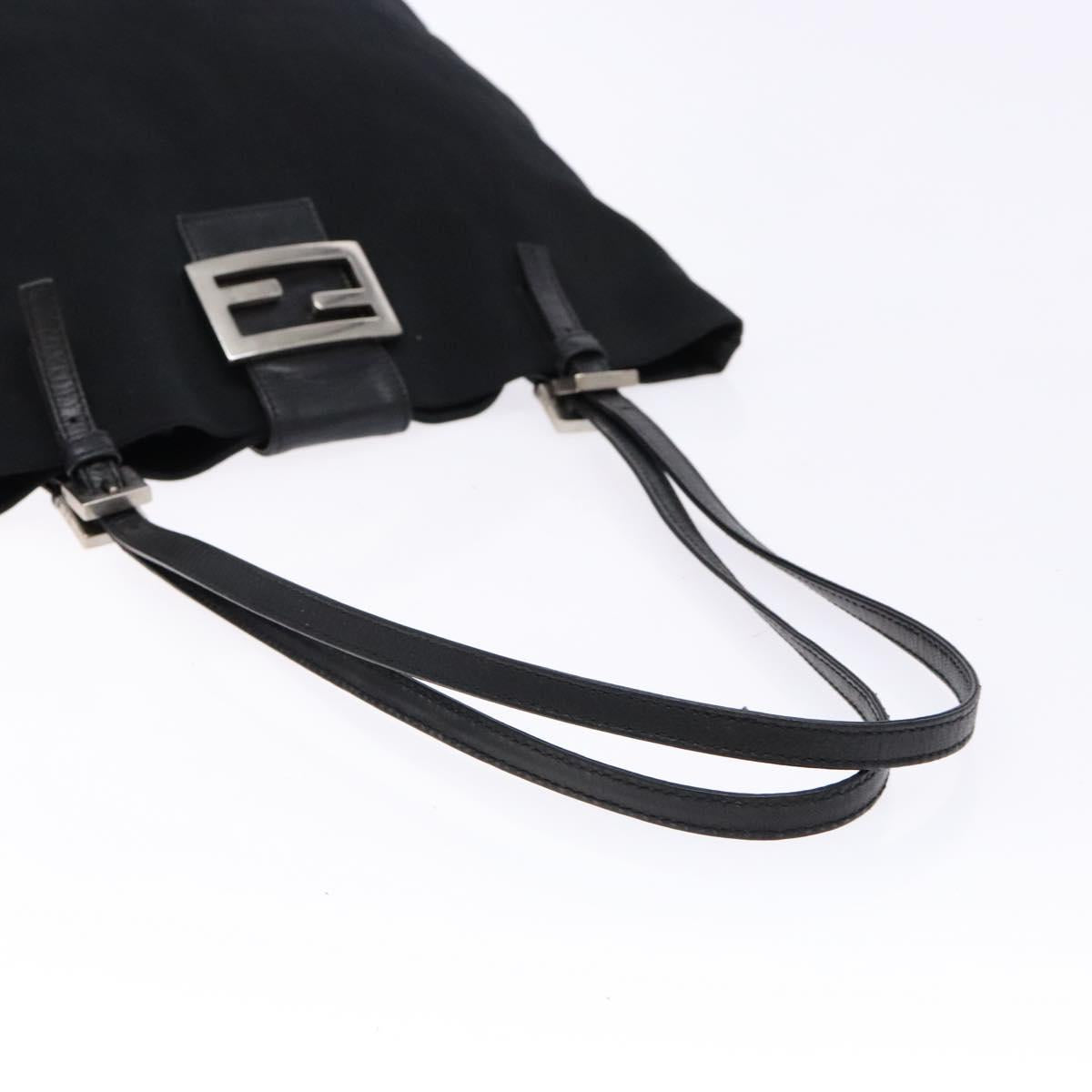 FENDI Tote Bag Nylon Black Silver Auth 138857