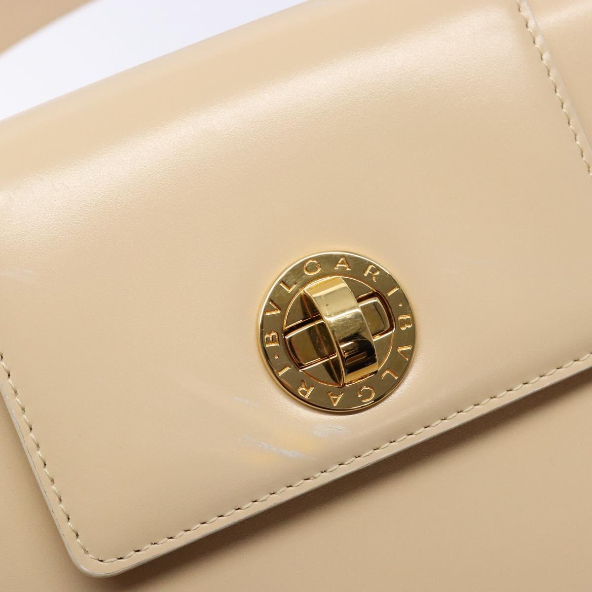 BVLGARI Shoulder Bag Leather Beige Gold Auth 138861