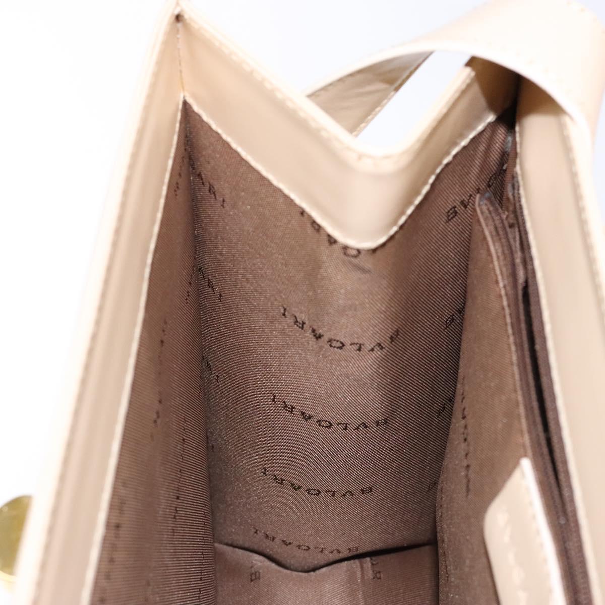 BVLGARI Shoulder Bag Leather Beige Gold Auth 138861