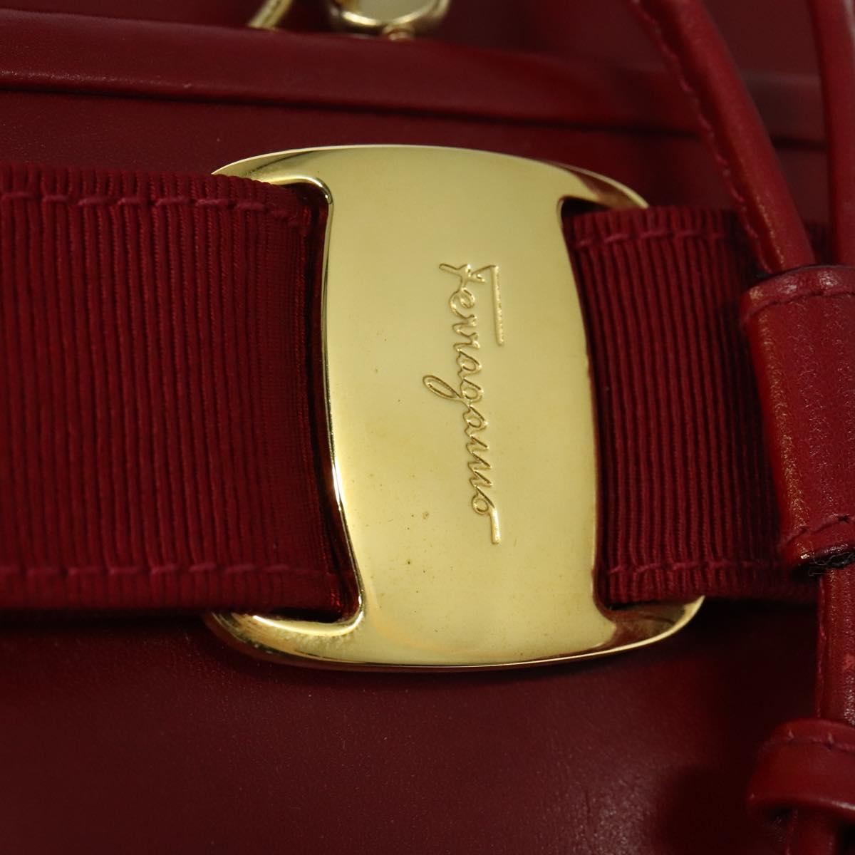 Salvatore Ferragamo Vala Backpack Leather Red Gold Auth 138862