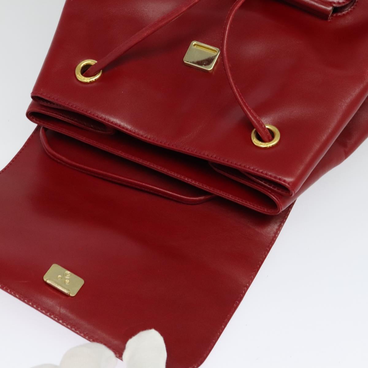 Salvatore Ferragamo Vala Backpack Leather Red Gold Auth 138862