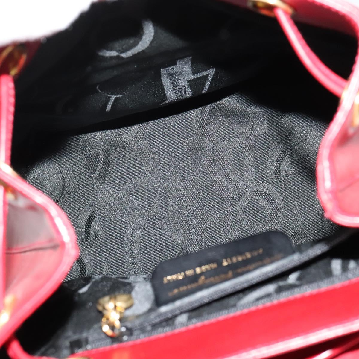 Salvatore Ferragamo Vala Backpack Leather Red Gold Auth 138862