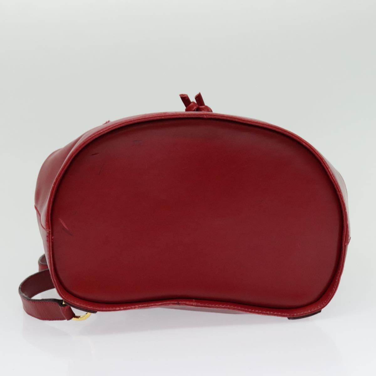 Salvatore Ferragamo Vala Backpack Leather Red Gold Auth 138862