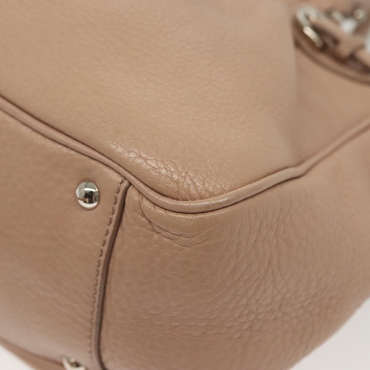 Salvatore Ferragamo Gancini Hand Bag Leather Pink Silver Auth 138865