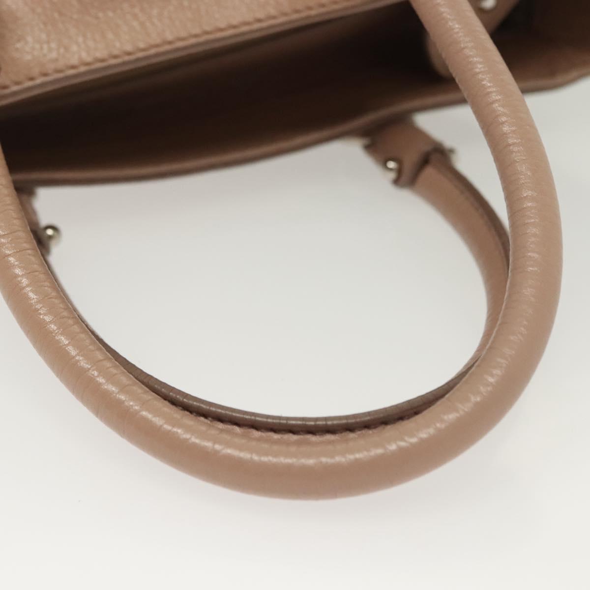 Salvatore Ferragamo Gancini Hand Bag Leather Pink Silver Auth 138865