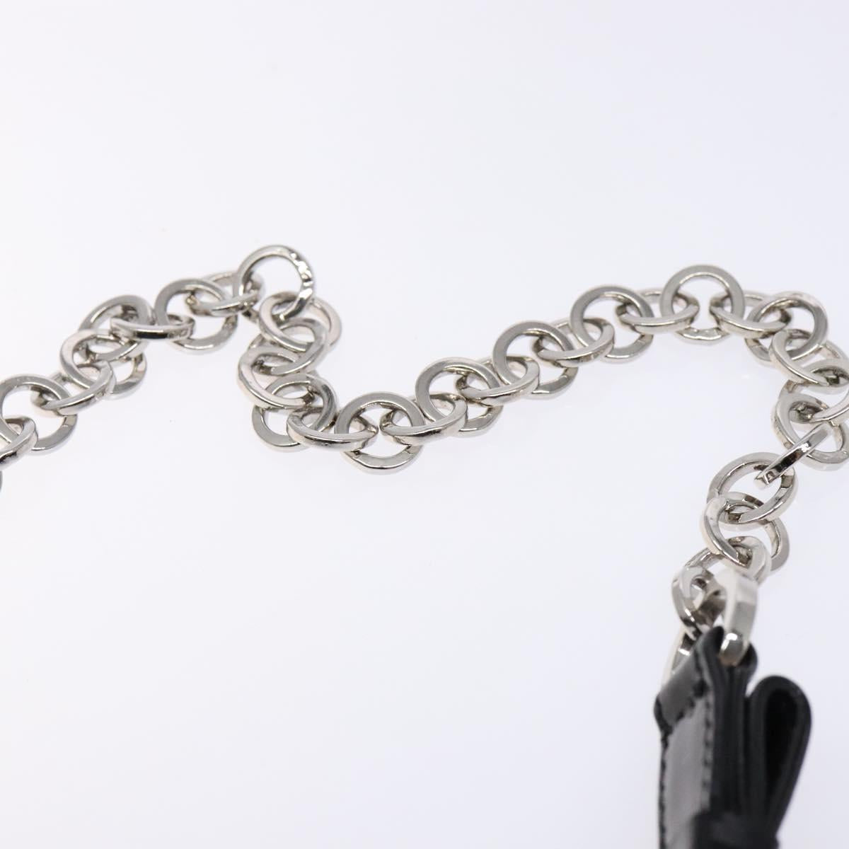 Salvatore Ferragamo Chain Gancini Shoulder Bag Enamel Black Silver Auth 138867