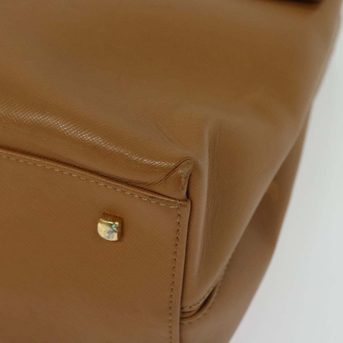 Salvatore Ferragamo Gancini Hand Bag Leather 2way Beige Gold Auth 138870