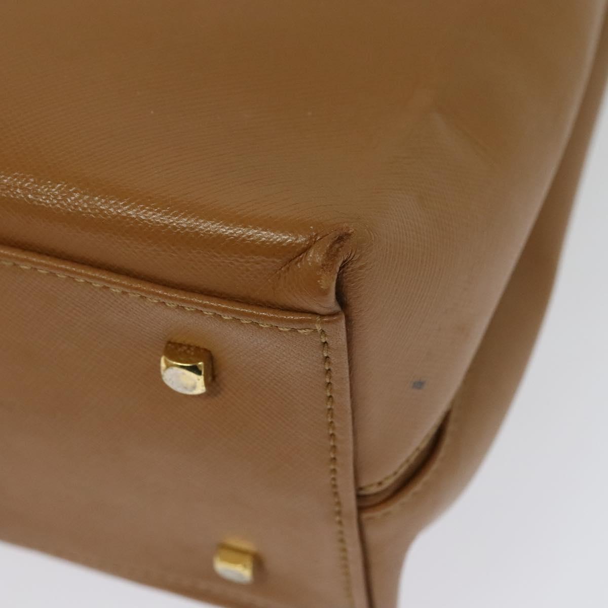 Salvatore Ferragamo Gancini Hand Bag Leather 2way Beige Gold Auth 138870