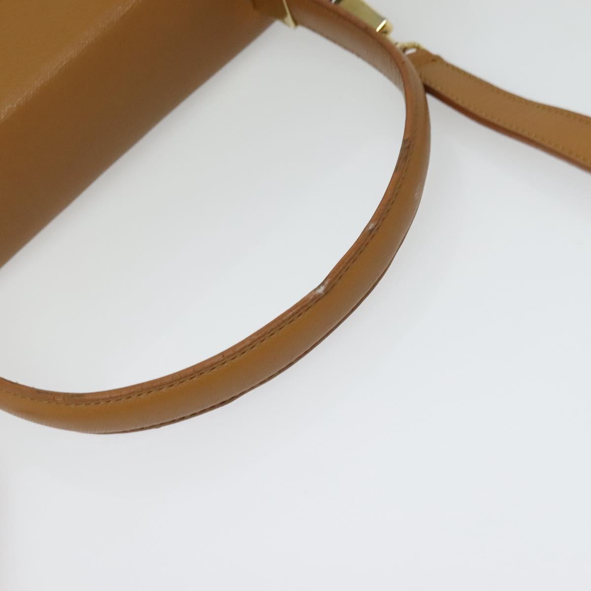 Salvatore Ferragamo Gancini Hand Bag Leather 2way Beige Gold Auth 138870