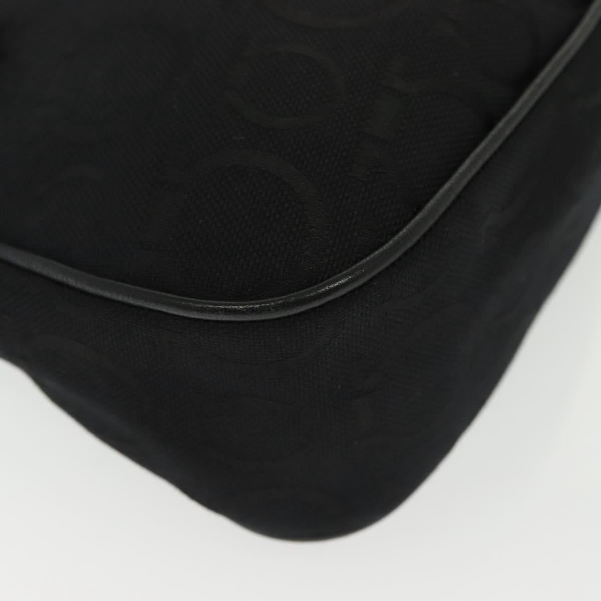 Salvatore Ferragamo Gancini Hand Bag Canvas Black Silver Auth 138872