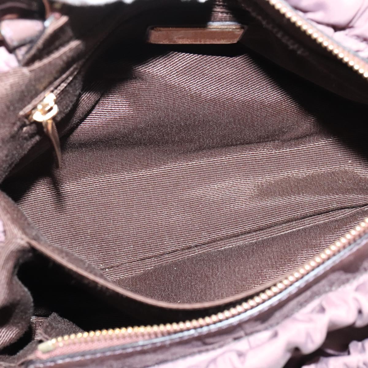 Salvatore Ferragamo Vala Hand Bag Nylon Enamel 2way Purple Silver Auth 138874