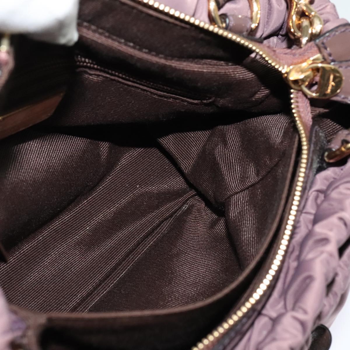 Salvatore Ferragamo Vala Hand Bag Nylon Enamel 2way Purple Silver Auth 138874