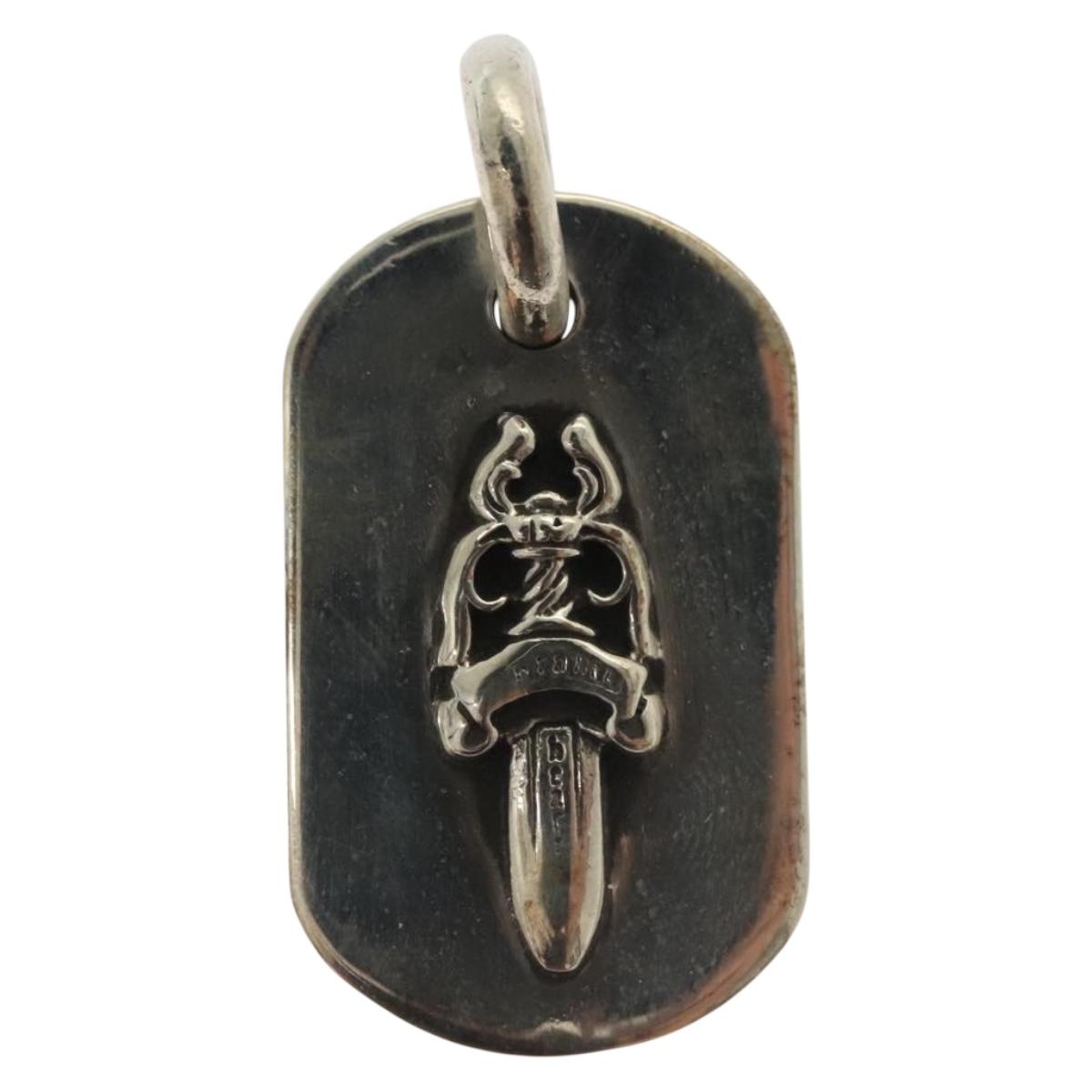 Chrome Hearts Raised Dagger Dog Tag Necklace Ag925 Silver Auth 138893M