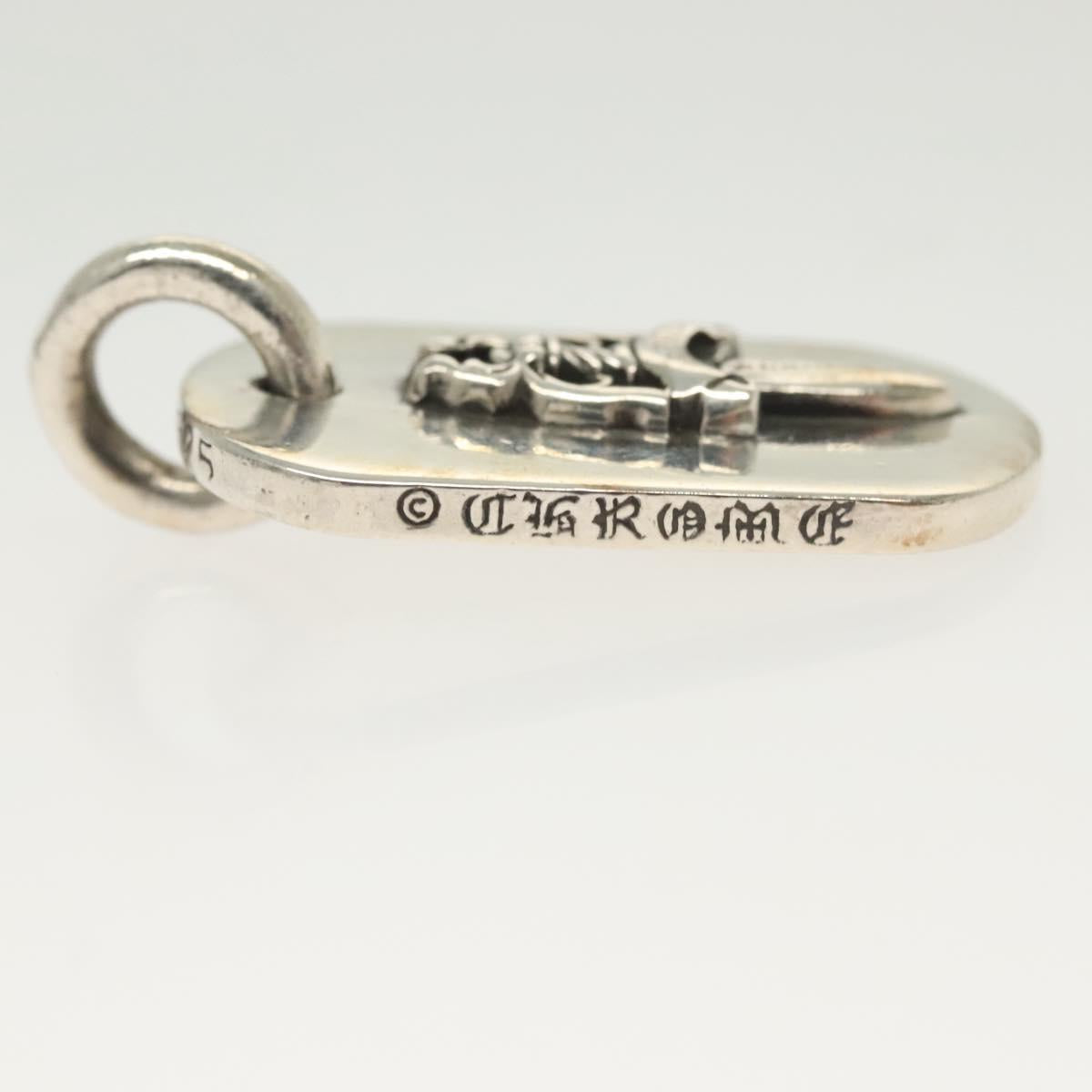 Chrome Hearts Raised Dagger Dog Tag Necklace Ag925 Silver Auth 138893M