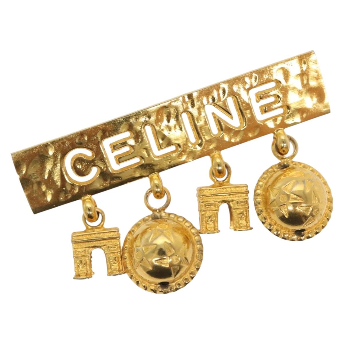 CELINE Brooch metal Gold Auth 138900V