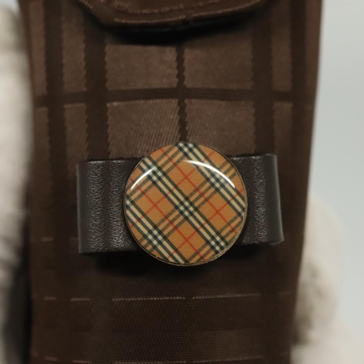 BURBERRY Golf Ball Case Nylon Brown Silver Auth 138917